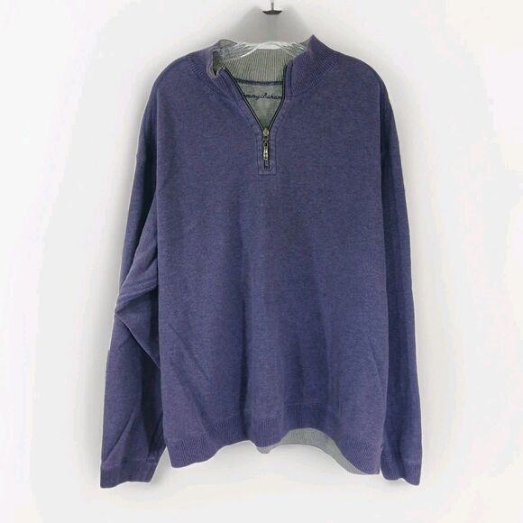 Tommy Bahama Sweater Men XLarge Purple 1/4 Zip Reversible Long Sleeve Pullover - Picture 2 of 16